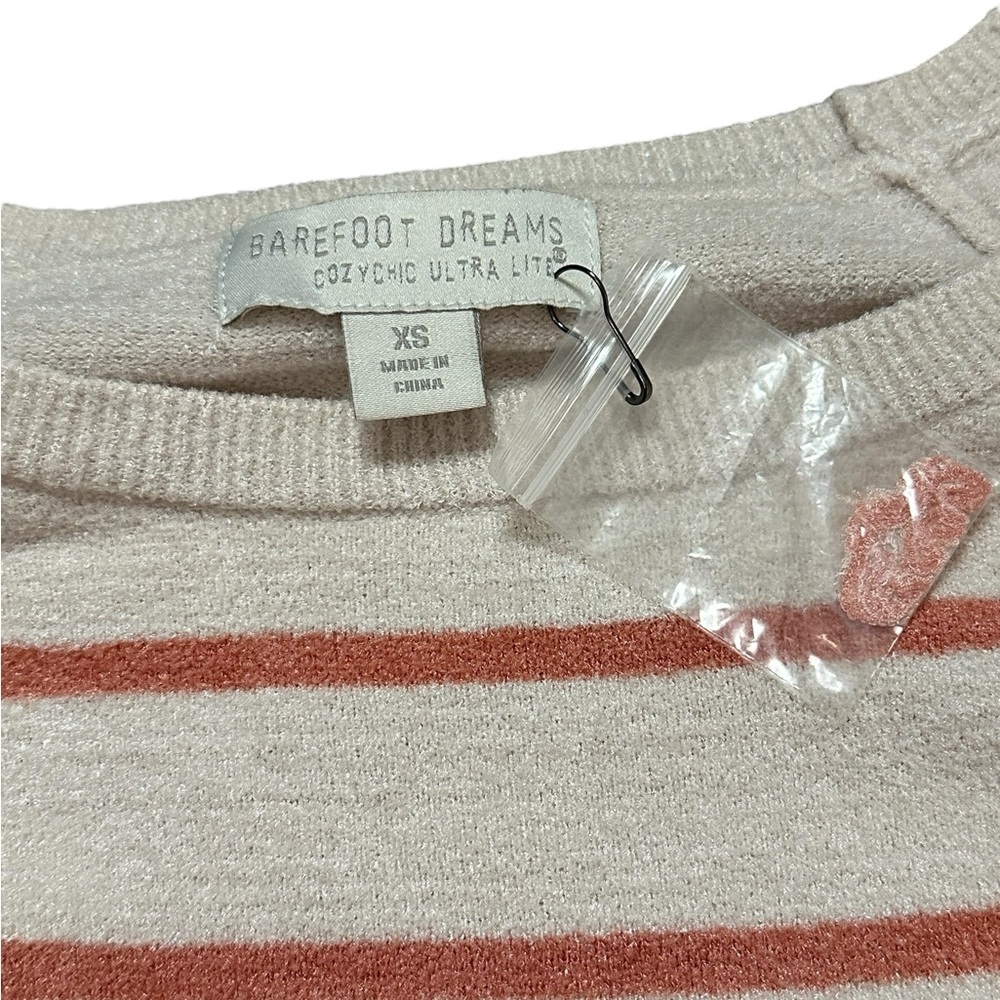 Barefoot Dreams CozyChic Lite Striped Raglan Pullover size XS - Picture 5 of 6